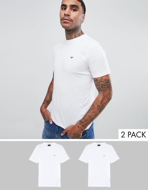 Emporio Armani crew neck 2 pack t-shirt in white | ASOS