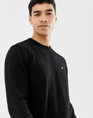 emporio armani crew neck logo sweatshirt black