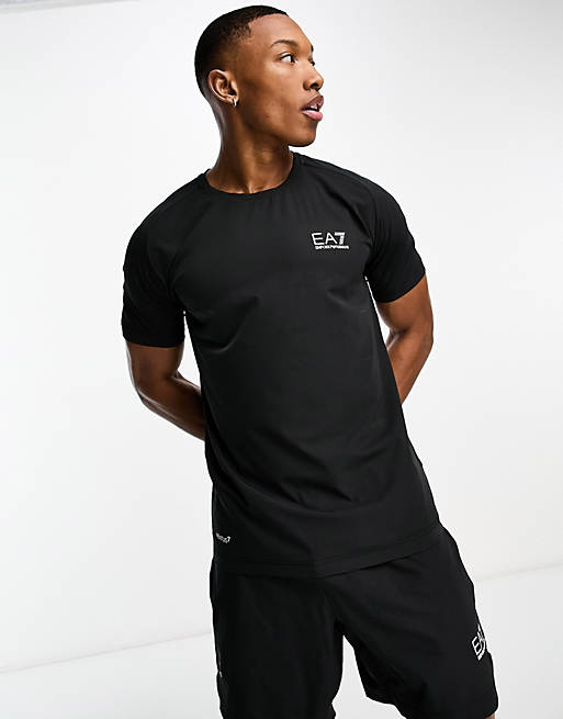 Emporio Armani EA7 active t-shirt and short set in black | ASOS