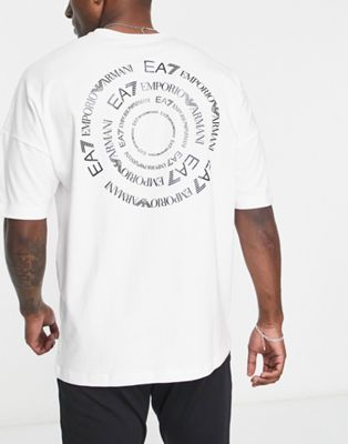 Emporio Armani EA7 back logo print t-shirt in white | ASOS