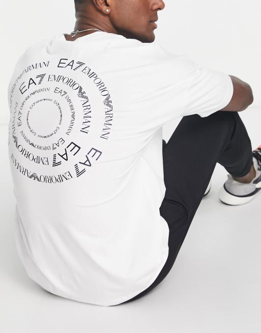 Emporio Armani EA7 back logo print t-shirt in white | ASOS