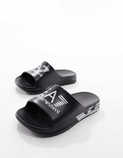 Emporio Armani EA7 chunky sliders in black ASOS