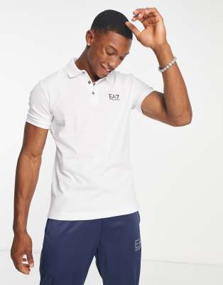 Ea7 Official Store Core Identity Stretch-cotton Polo Shirt In White