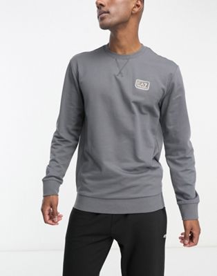 Emporio Armani EA7 core nylon mix sweatshirt in grey  - ASOS Price Checker