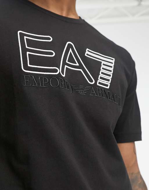 Emporio Armani EA7 embroidered logo t shirt in black ASOS