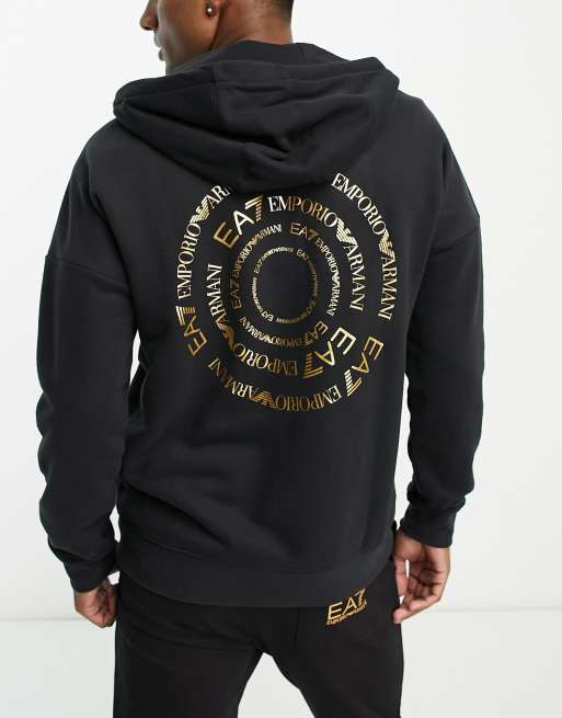 Emporio Armani - EA7 - Hoodie met rits en print de achterkant in zwart