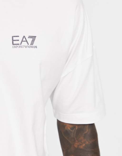 Emporio Armani - EA7 - Hvid T-shirt med logoprint på ryggen, 3 af 4