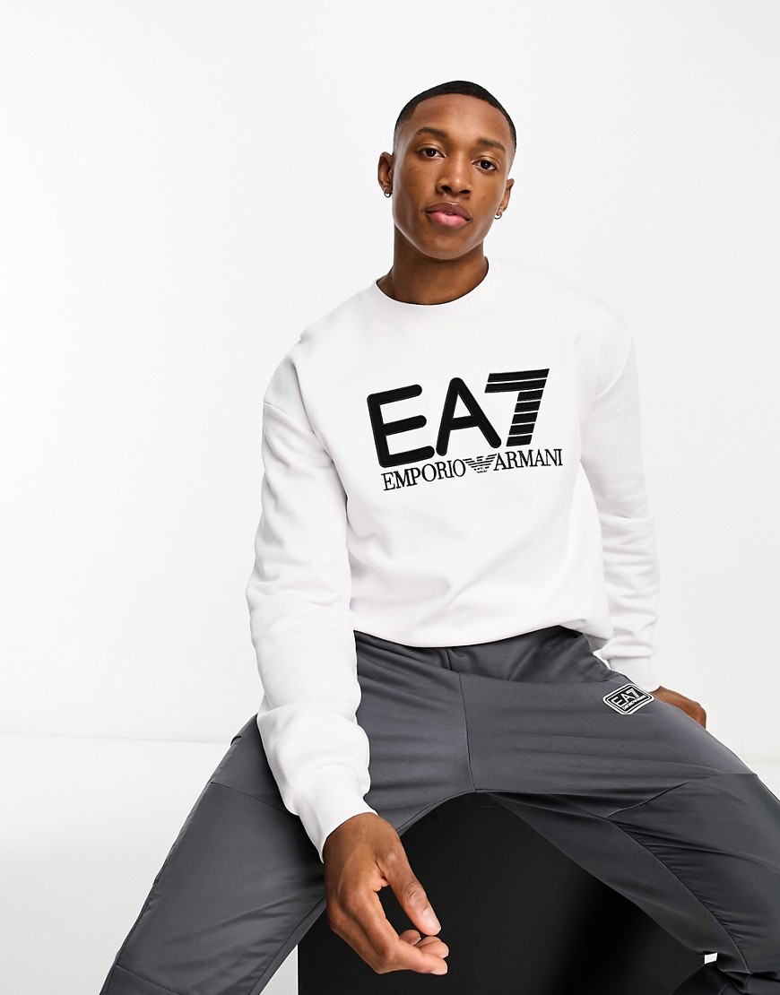 Emporio Armani EA7 large logo oversized sweatshirt in white