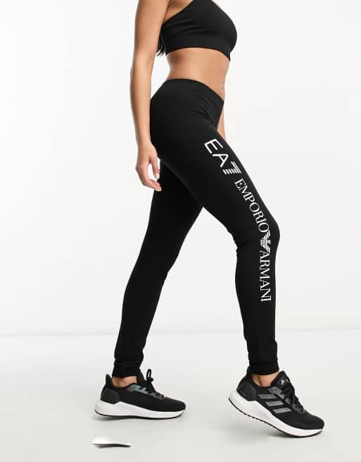 Emporio Armani Cotton Leggings With Nude Iconic Logo Waistband