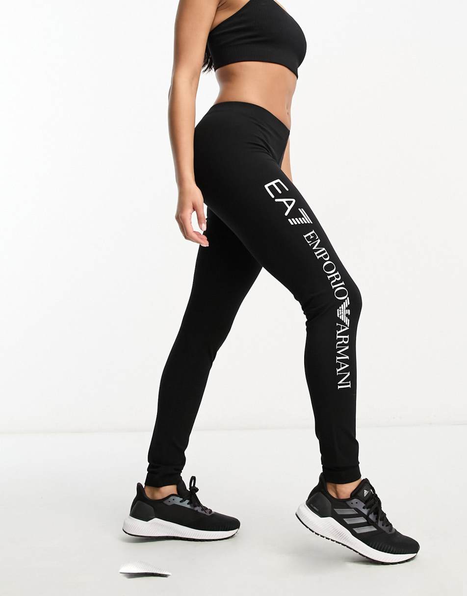 Emporio Armani EA7 logo leggings in black vivatumusica