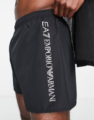 Emporio Armani EA7 logo swim shorts in black