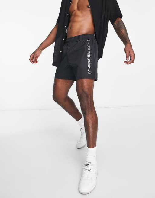 Emporio Armani EA7 logo swim shorts in black