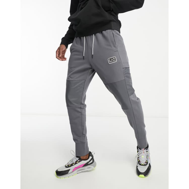 Emporio Armani EA7 nylon mix joggers in grey ASOS