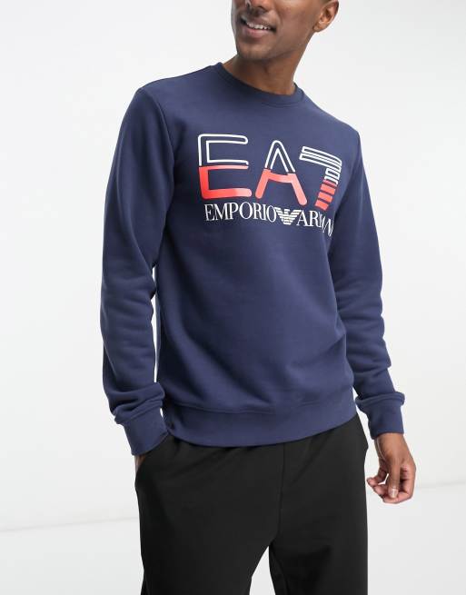 Emporio armani crew outlet neck logo sweatshirt grey