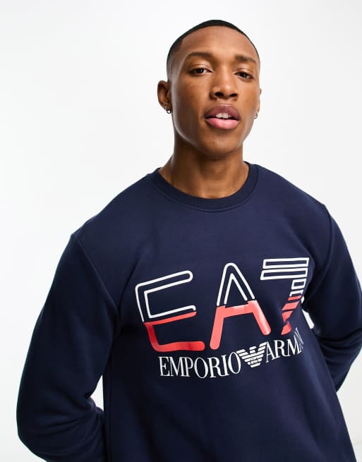 Emporio armani crew hot sale neck logo sweatshirt