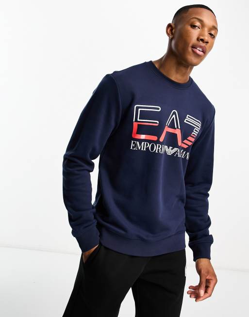 Emporio Armani EA7 oversized logo sweatshirt in navy ASOS