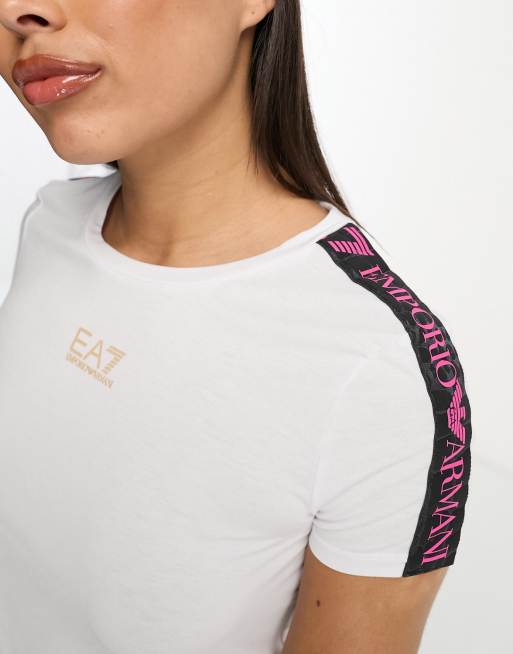 Emporio Armani EA7 T shirt met bies in wit ASOS