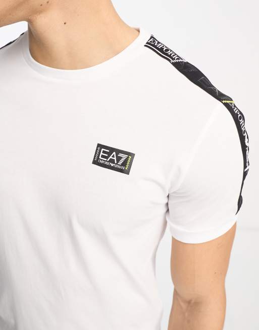 Emporio Armani taped logo t-shirt in white | ASOS