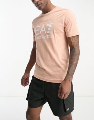 Emporio Armani EA7 visibility large logo t-shirt in beige