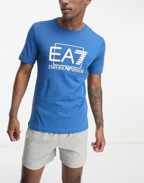 Emporio Armani EA7 visibility large logo t-shirt in blue - view 1