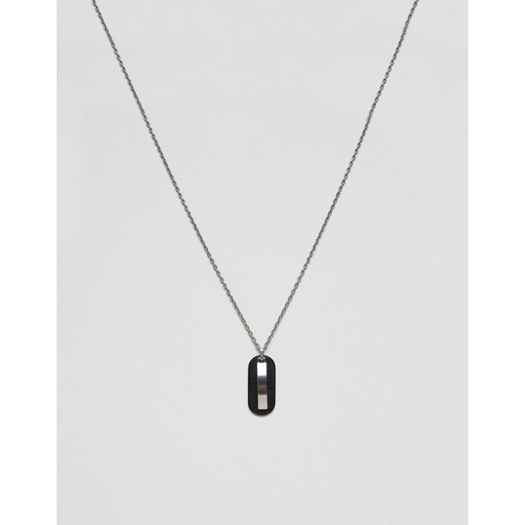 Emporio Armani EGS2538040 logo pendant necklace in silver | ASOS