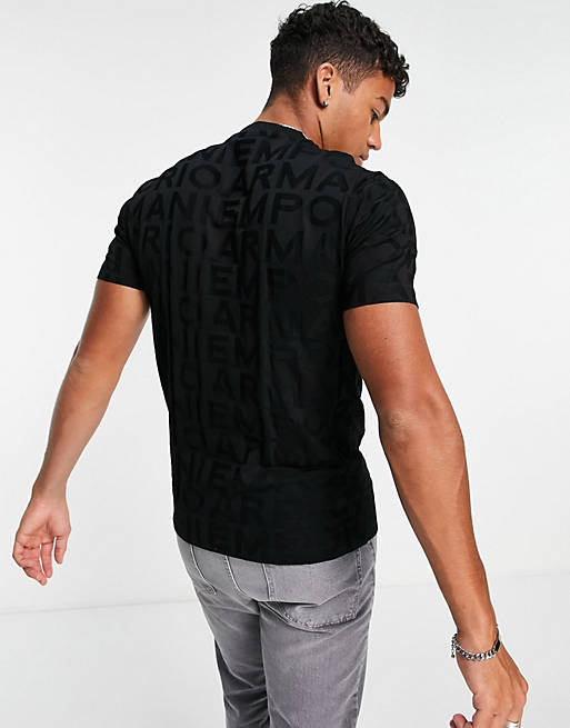 T-Shirts & Vests Emporio Armani embossed text t-shirt in black 