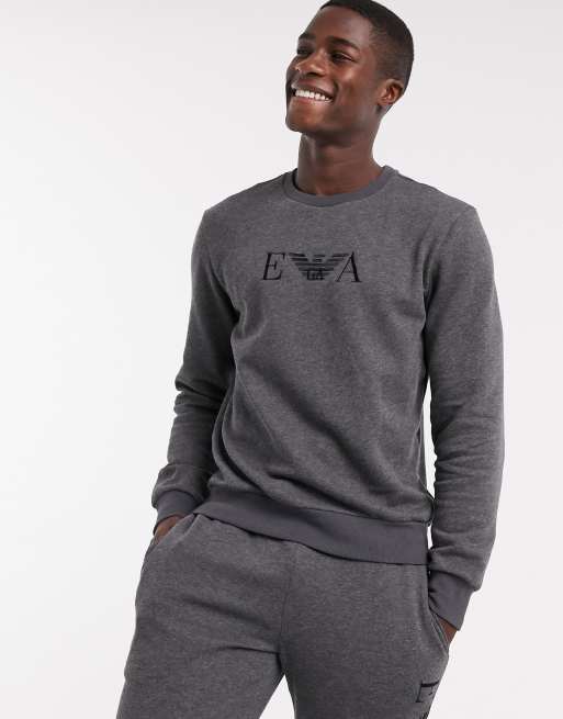 Emporio Armani EVA embroidered lounge sweatshirt in gray