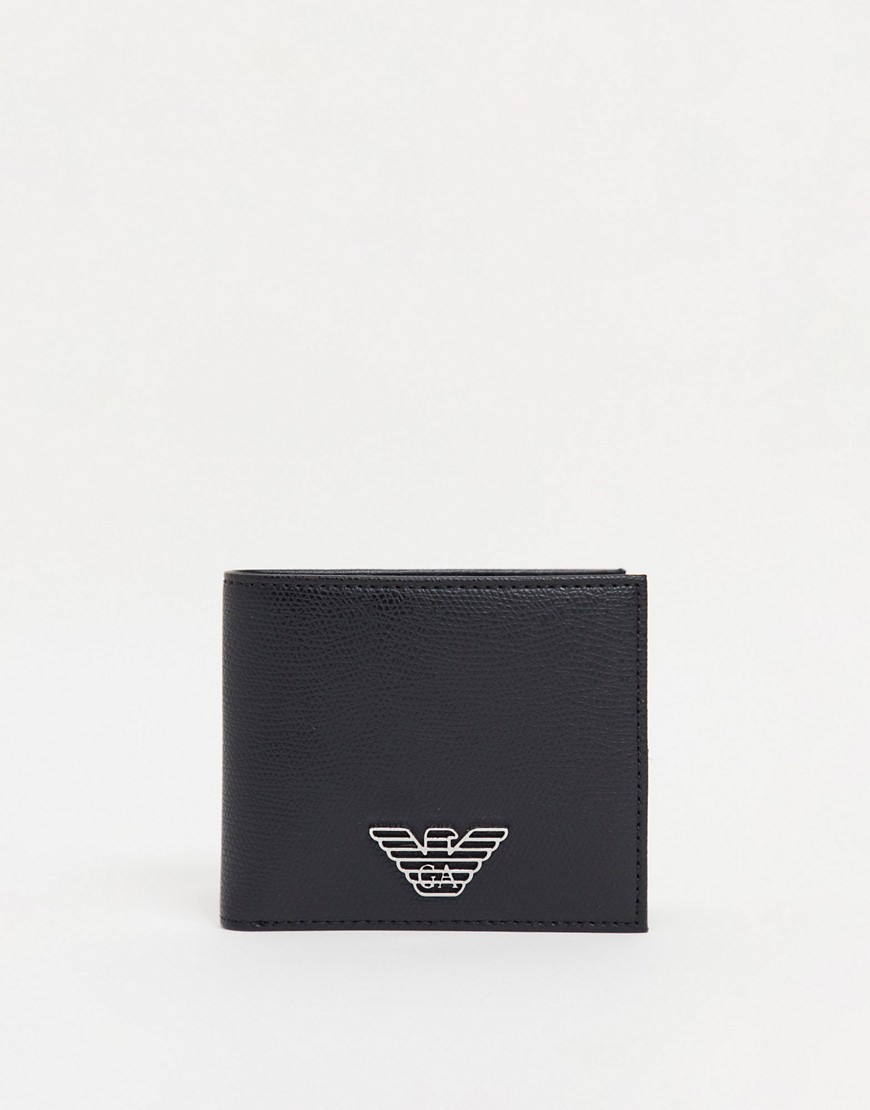 Emporio Armani - Gevouwen portemonnee met adelaarslogo in zwart