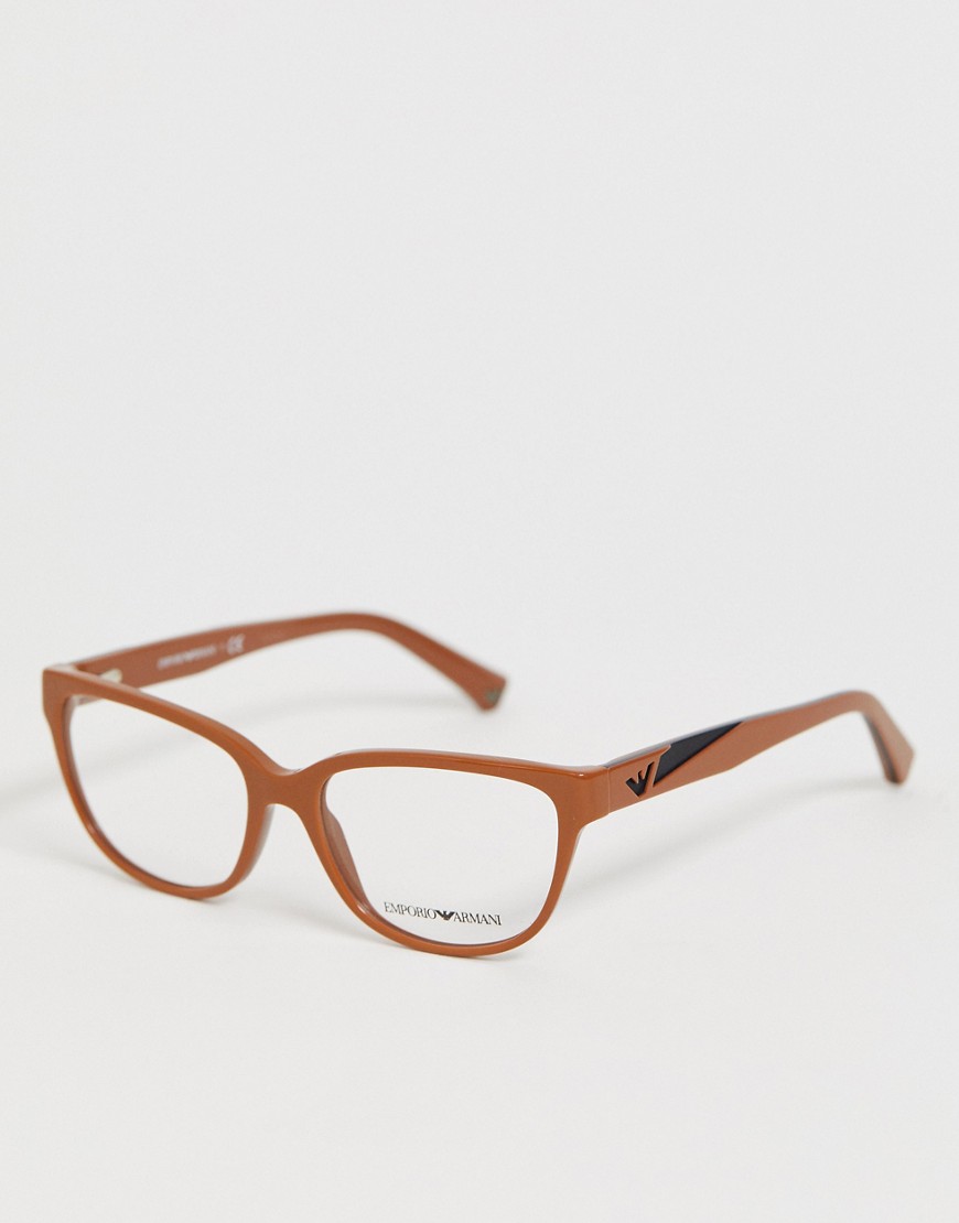 Emporio Armani – Glasögon med bruna bågar och genomskinliga glas