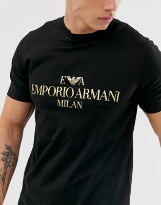Emporio Armani gold logo t-shirt in 