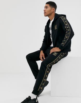 armani tracksuit black and gold