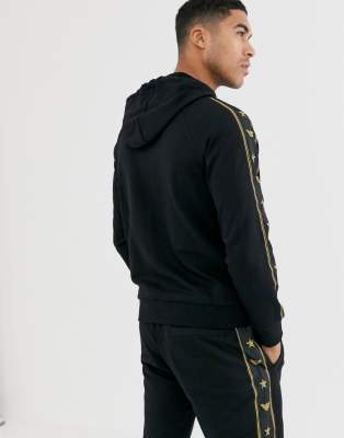 emporio armani gold tape full zip hoodie