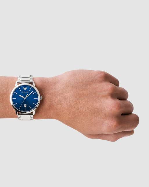 Emporio Armani Herren-Dreizeiger-Datumsuhr aus Edelstahl in Silber, 2 von 4