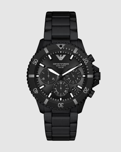 Emporio Armani Herren-Solarchronograph aus schwarzem Edelstahl, ar11784 in Schwarz - view 1