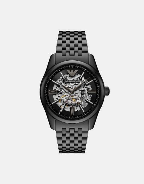 Emporio Armani – Herrenuhr aus Edelstahl in Schwarz mit Automatikwerk - view 1
