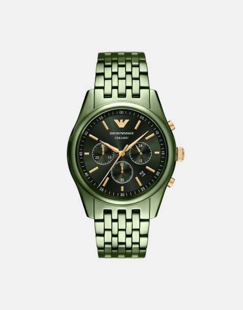 Emporio Armani – Herrenuhr aus Keramik in Grün - view 1