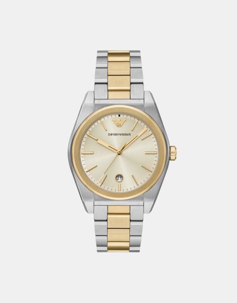 Emporio Armani – Herrenuhr aus zweifarbigem Edelstahl in Silberoptik mit drei Zeigern - view 1