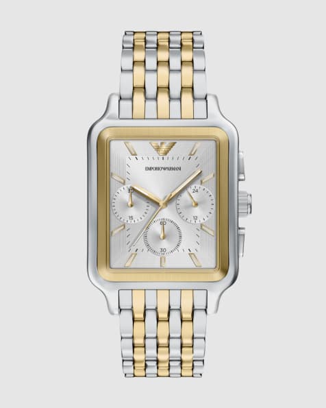 Emporio Armani Herrenuhr Chronograph aus zweifarbigem Edelstahl in Silber - view 1