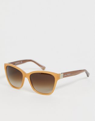 Emporio Armani – Honungsfärgade, fyrkantiga solglasögon-Flerfärgad