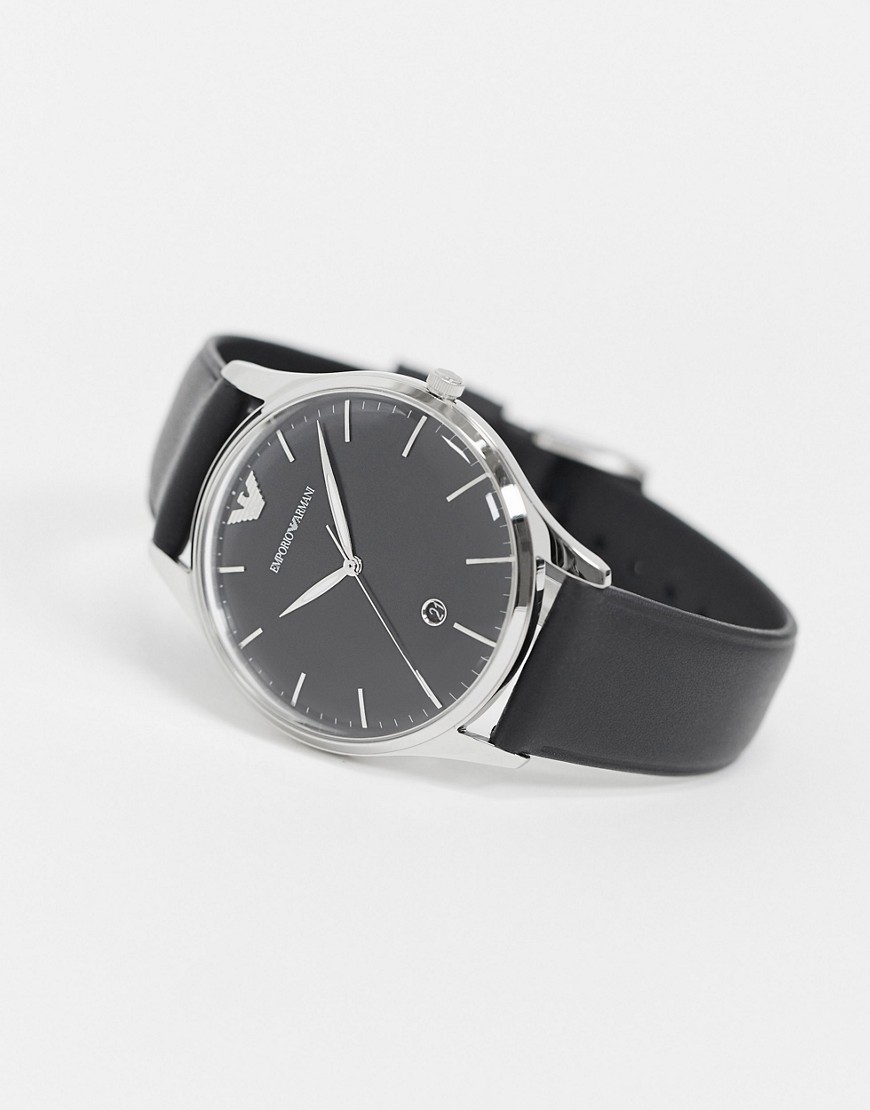 Emporio Armani - Horloge met leren bandje in zwart AR11287