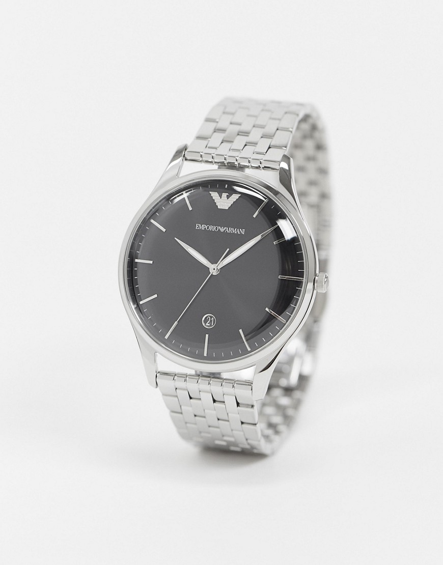 Emporio Armani - Horloge met mesh bandje in zilver met zwarte wijzerplaat AR11286
