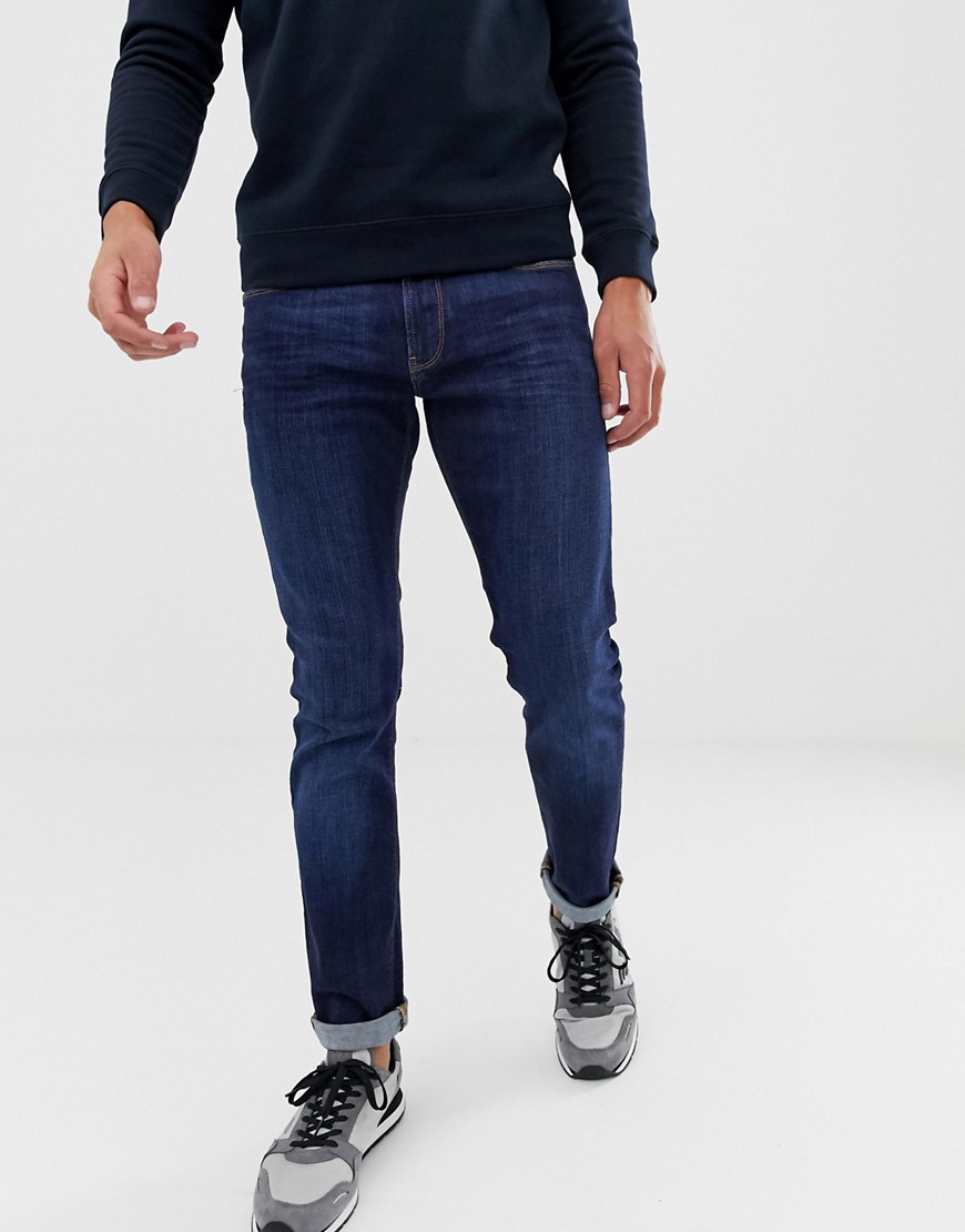 Emporio Armani – J06 – Mellanblå slim jeans med stretch