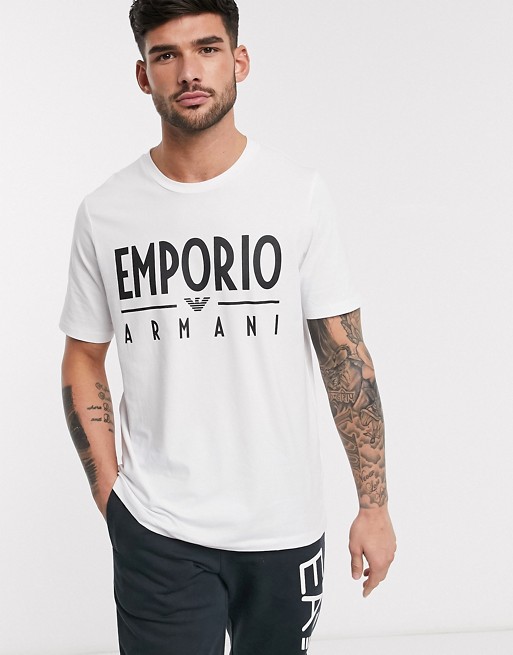 Emporio Armani large chest logo t-shirt in white