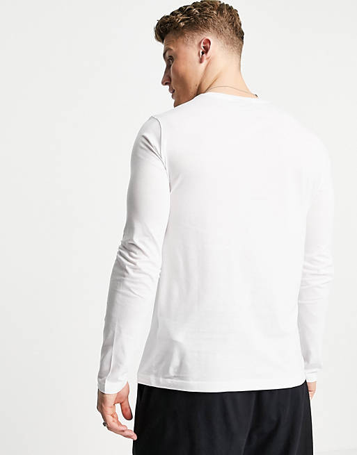 Men Emporio Armani large logo long sleeve t-shirt in white 