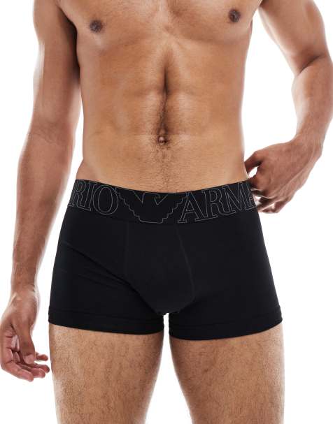 Emporio Armani large logo single trunks in black - view 1