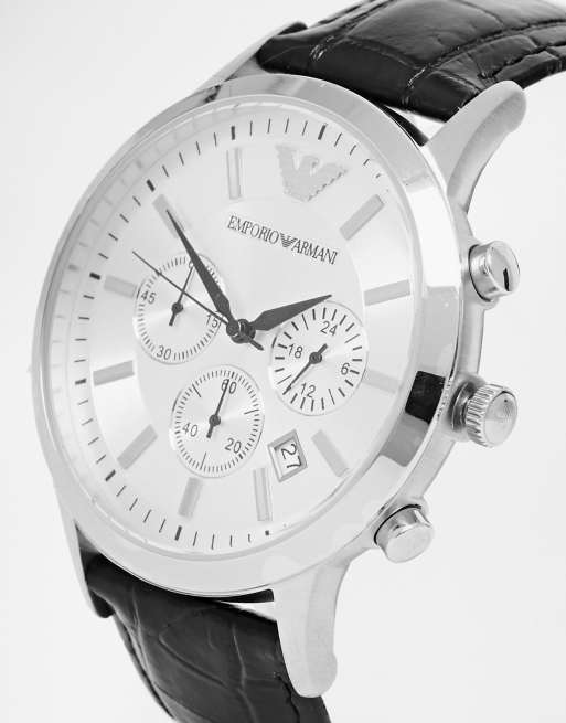 Emporio Armani Leather Strap Chronograph Watch AR2432