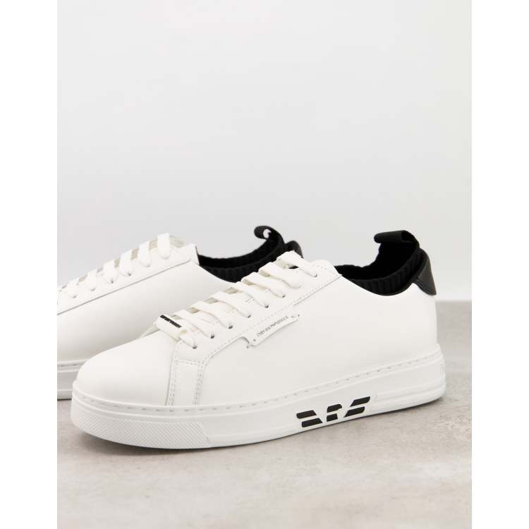 Armani hot sale leather trainers