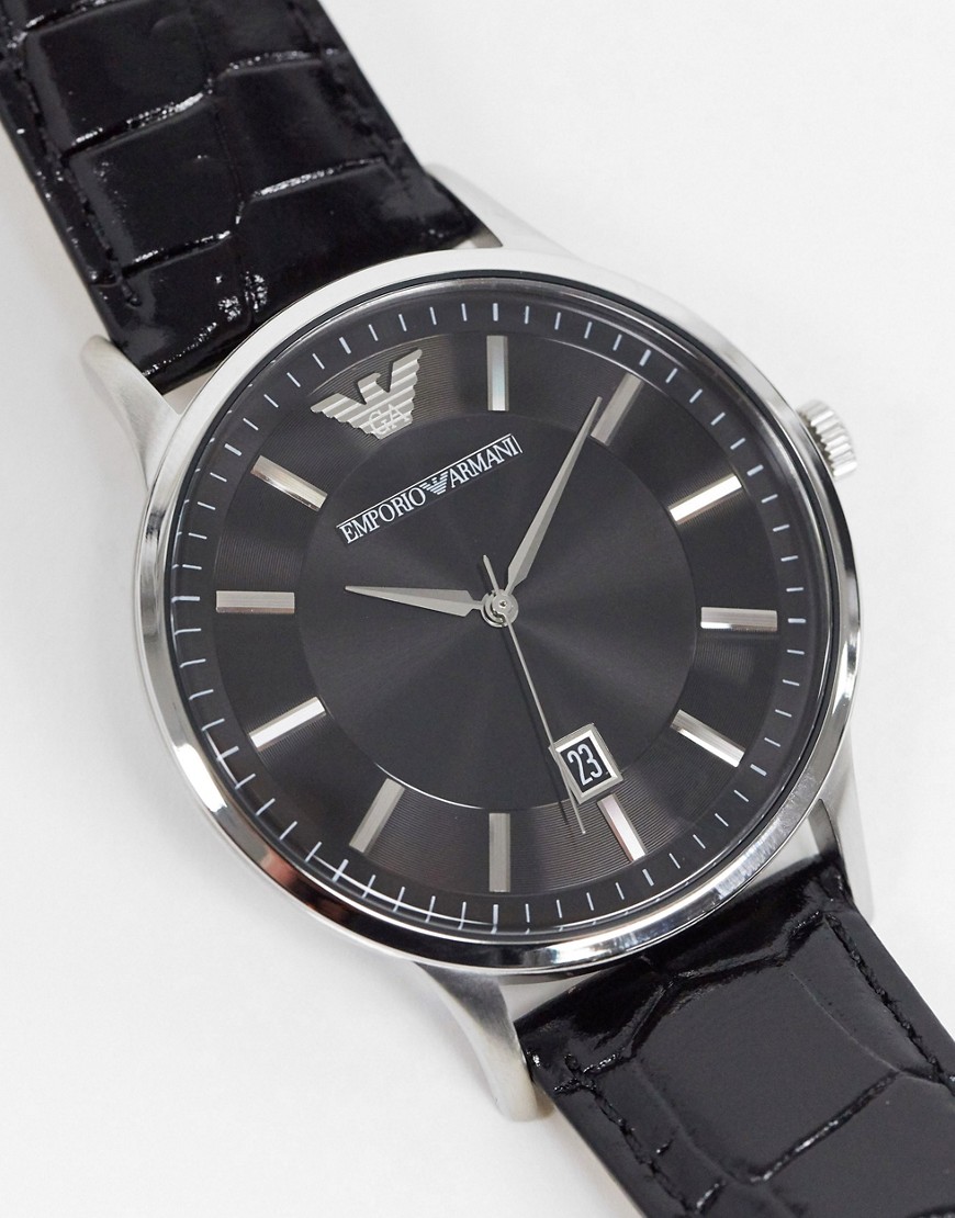 Emporio Armani leather watch in black AR11186