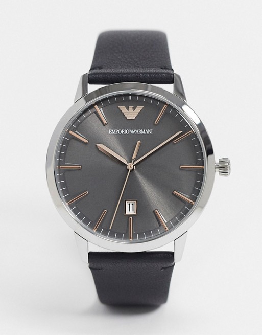 Emporio Armani leather watch in black AR11277