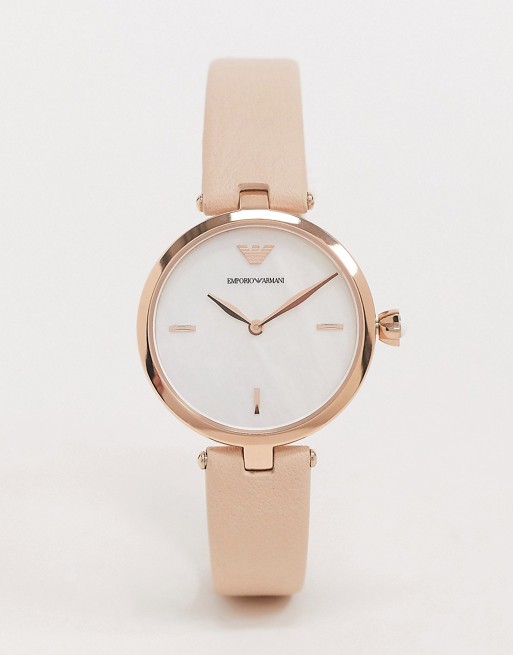 Emporio Armani leather watch in pink AR11199